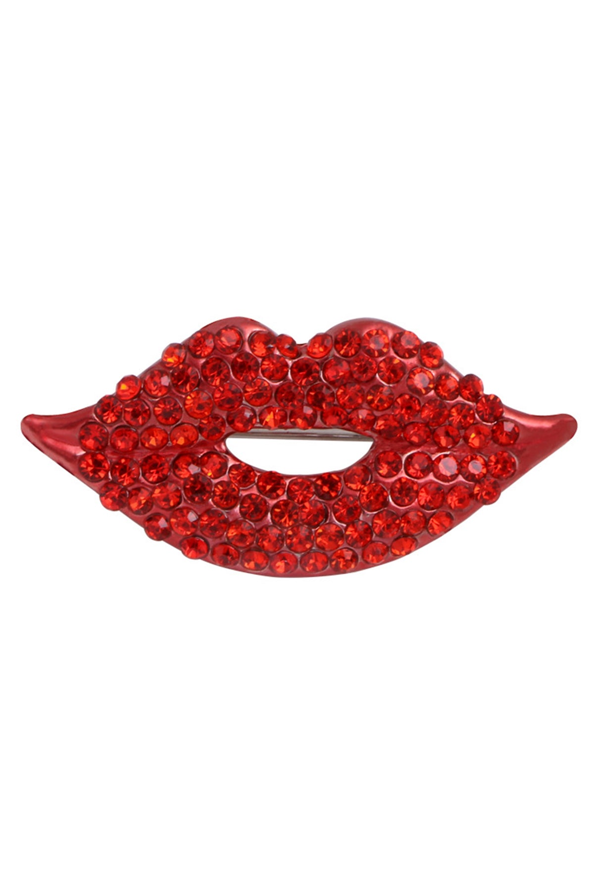 Rhinestone Red Lips Brooch PA3307