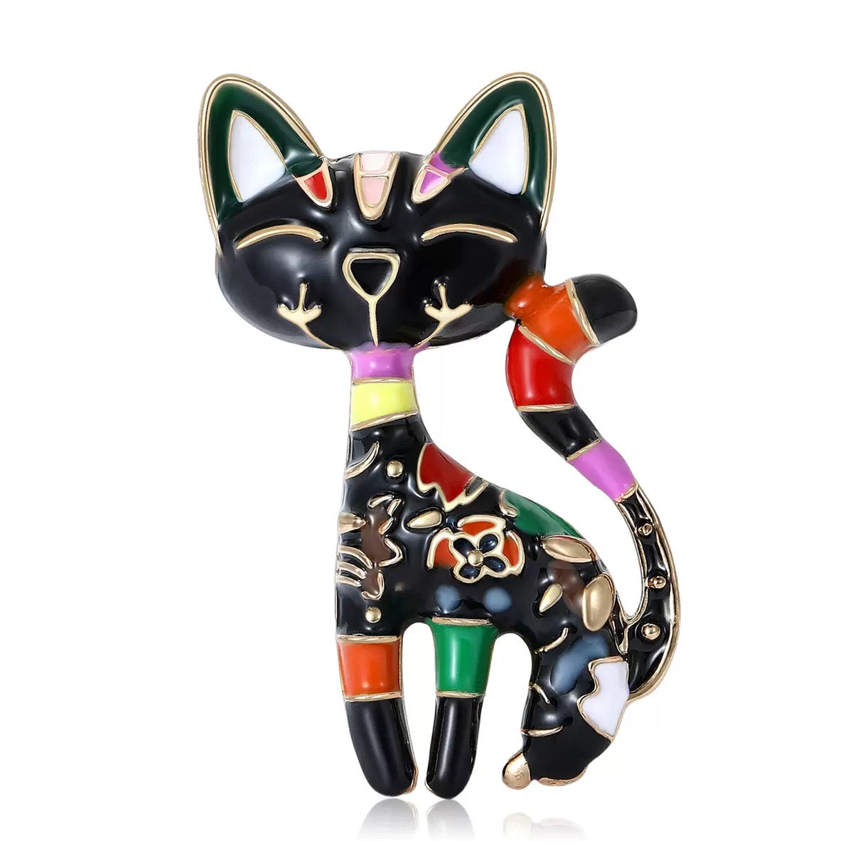Cat Alloy Rhinestone Brooch PA3316