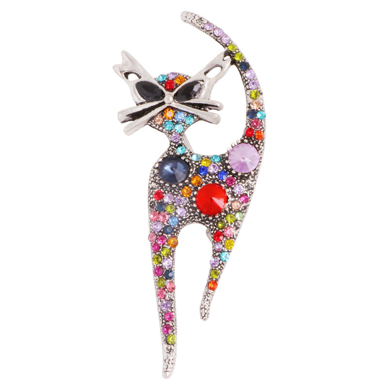 Cat Rhinestone Brooch PA3330