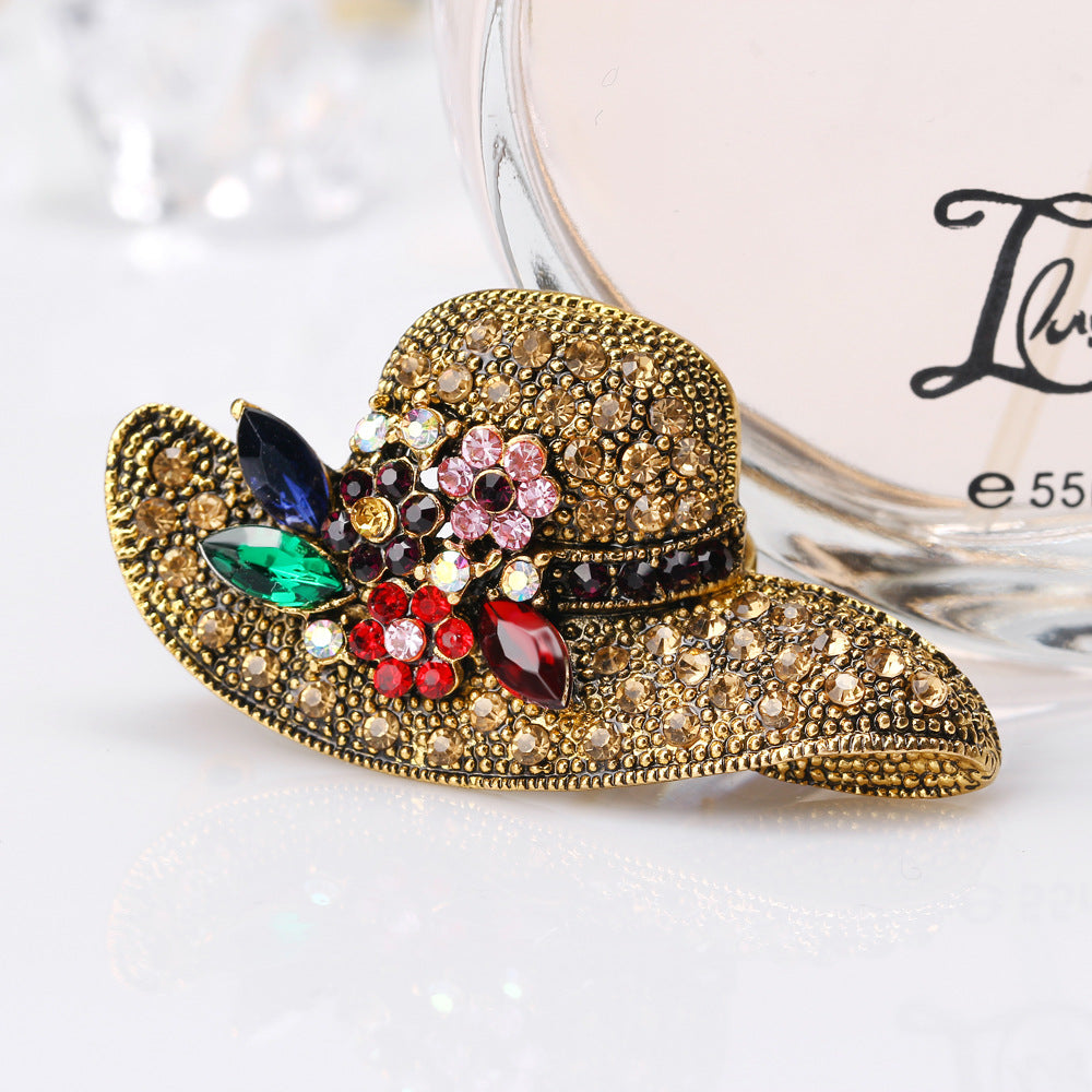 Hat Rhinestone Brooch PA3332
