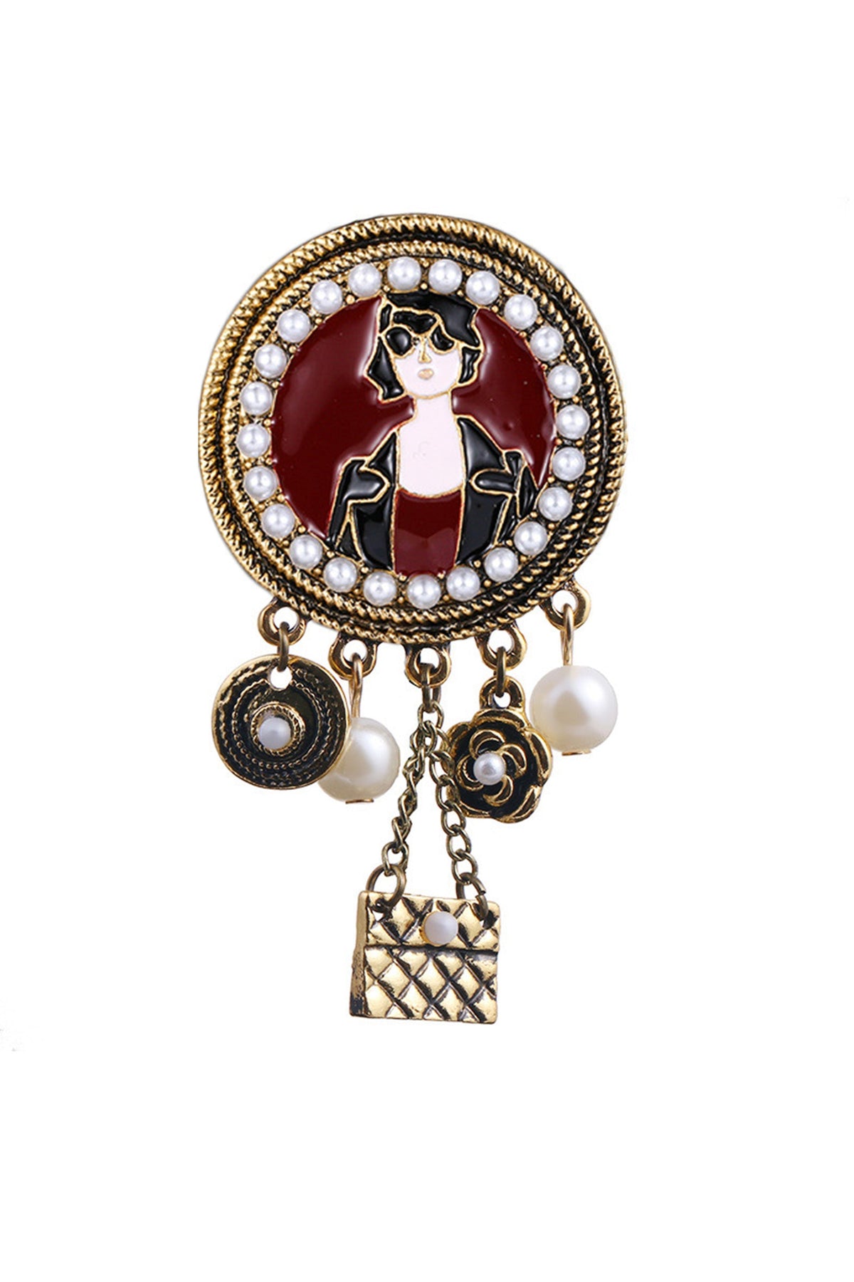 Pearl Portrait Tassel Brooch PA3347