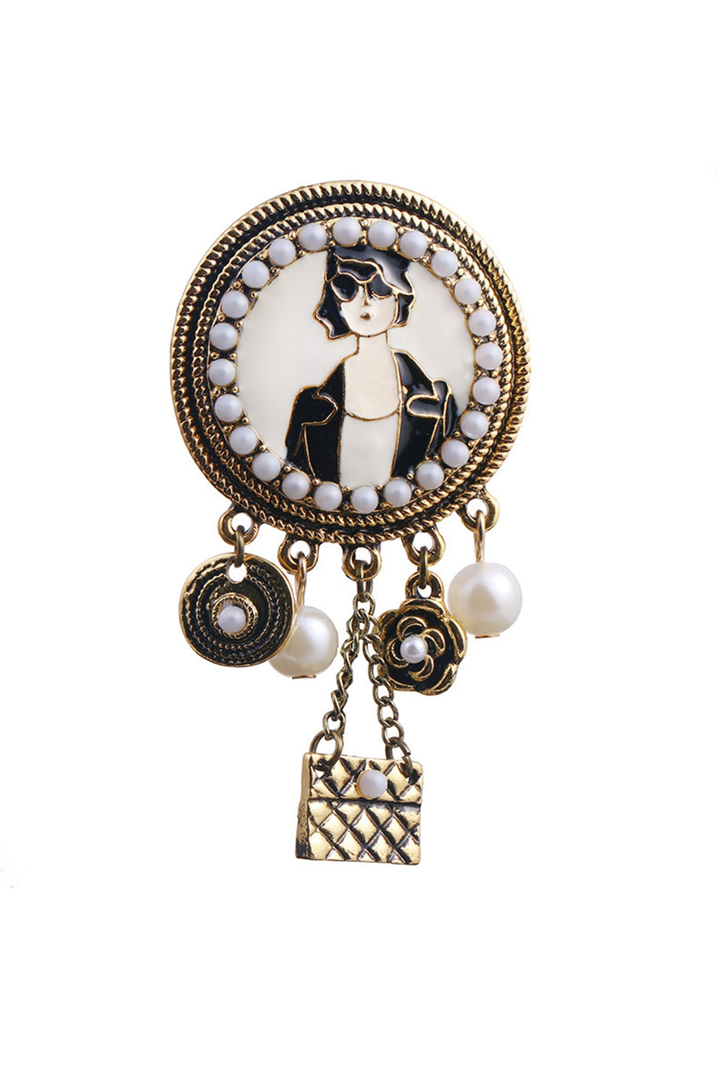 Pearl Portrait Tassel Brooch PA3347