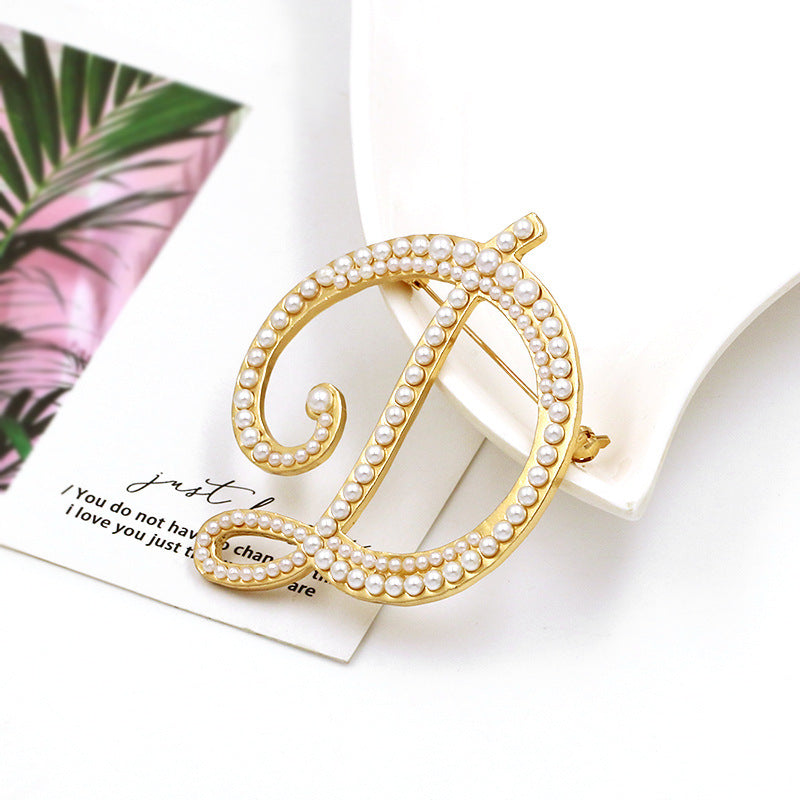Alphabet Pearl Brooch PA3349