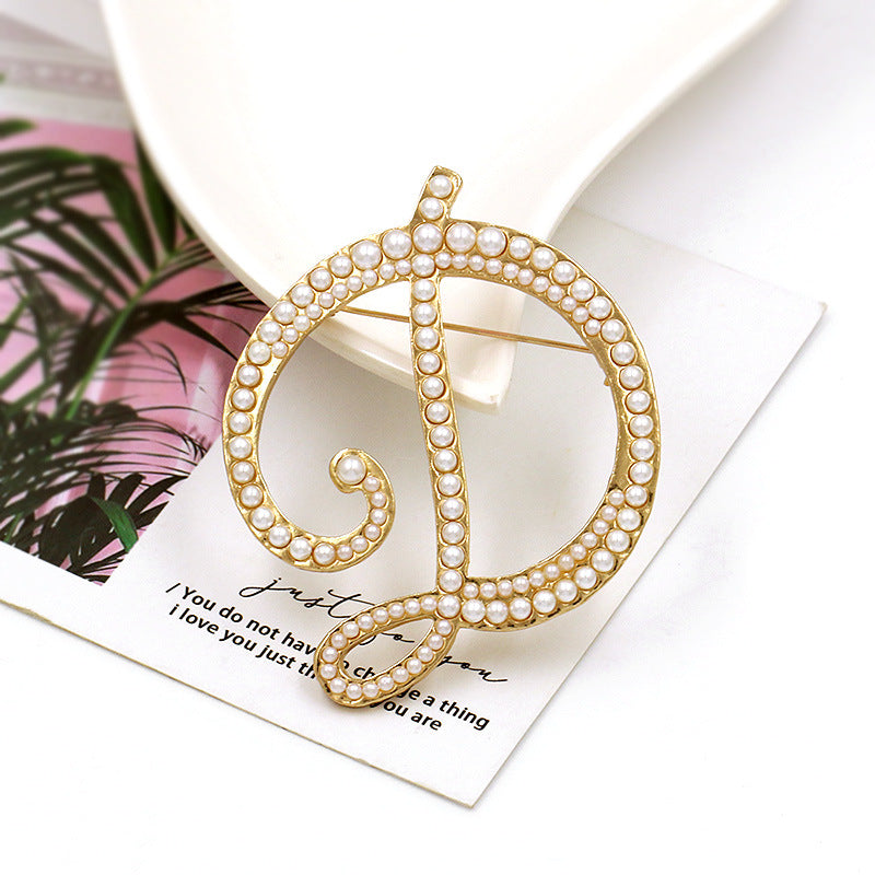 Alphabet Pearl Brooch PA3349
