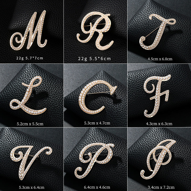 Alphabet Pearl Brooch PA3349
