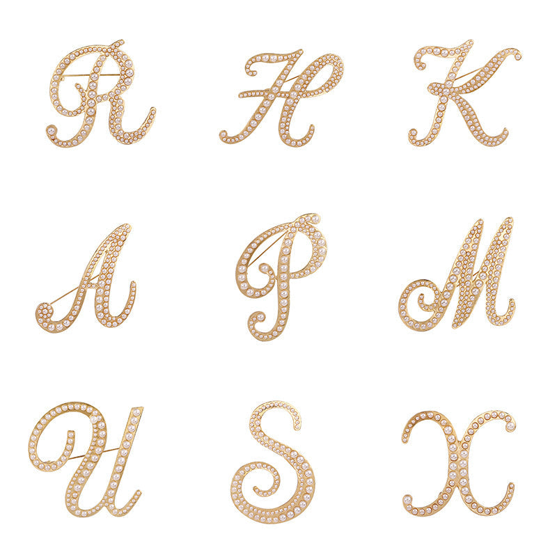 Alphabet Pearl Brooch PA3349