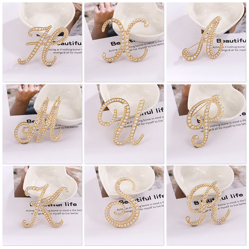 Alphabet Pearl Brooch PA3349