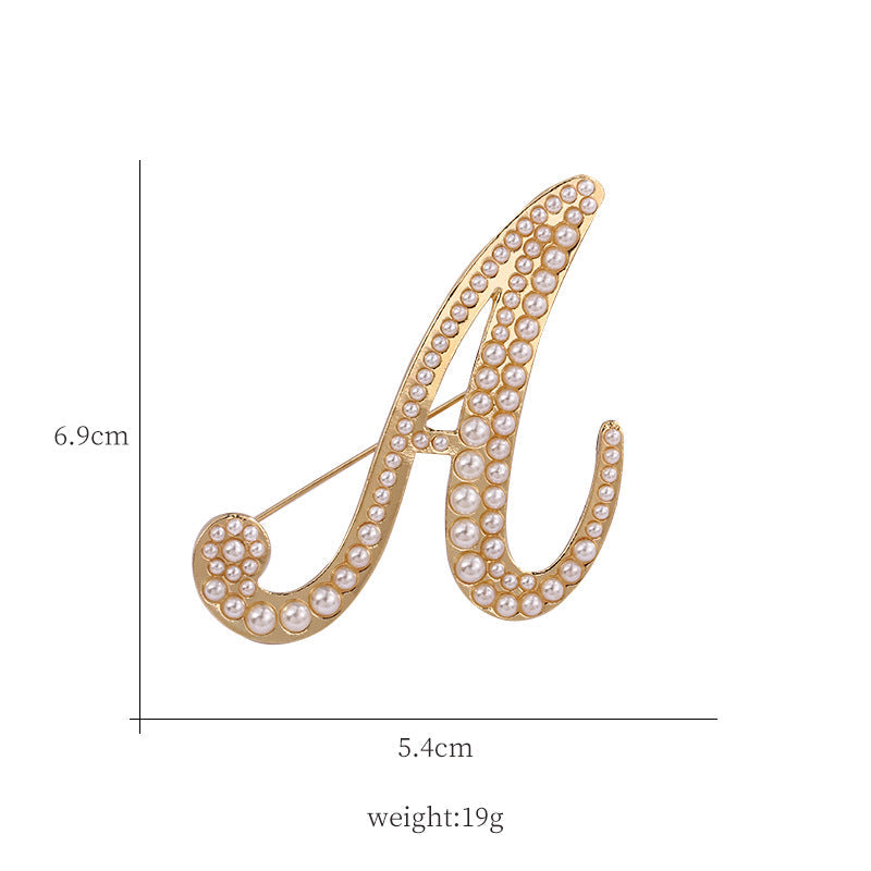 Alphabet Pearl Brooch PA3349