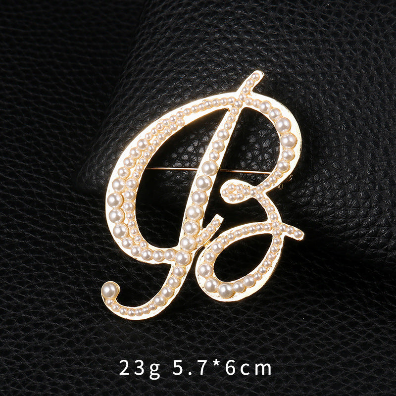 Alphabet Pearl Brooch PA3349