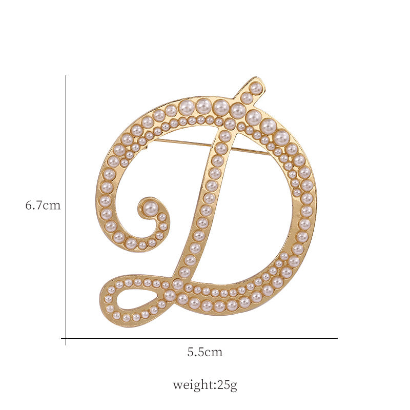 Alphabet Pearl Brooch PA3349