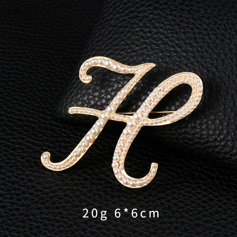 Alphabet Pearl Brooch PA3349