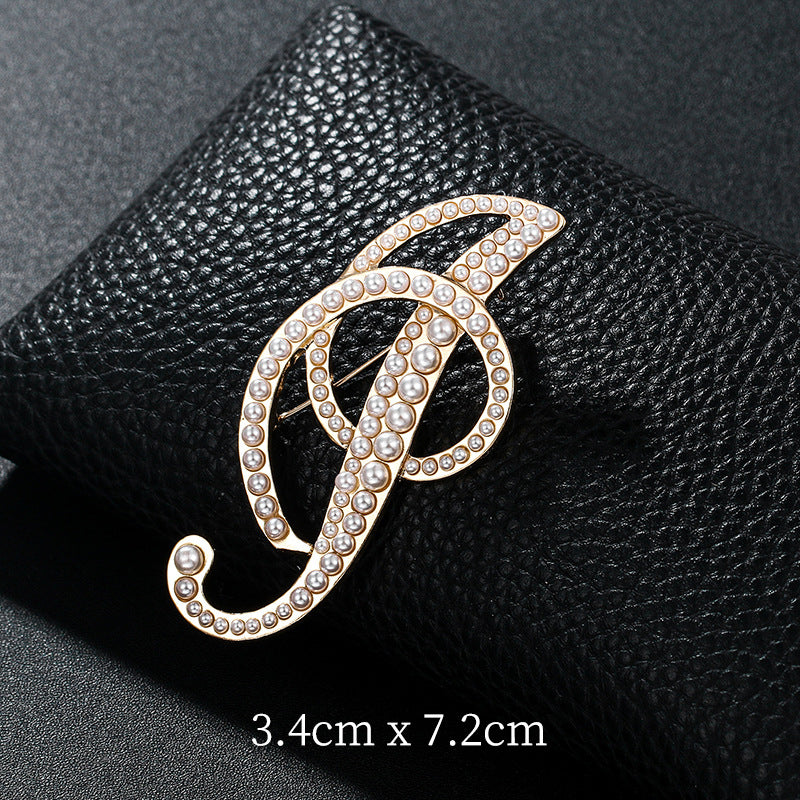 Alphabet Pearl Brooch PA3349