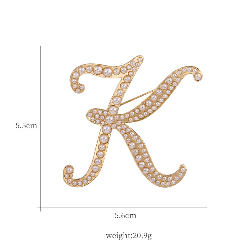 Alphabet Pearl Brooch PA3349