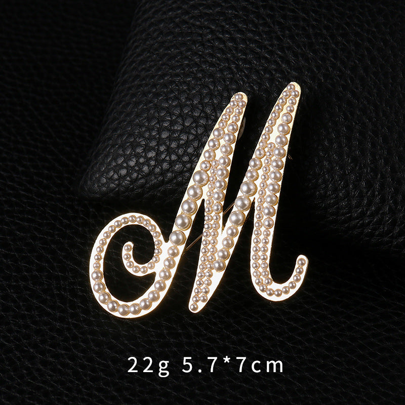 Alphabet Pearl Brooch PA3349