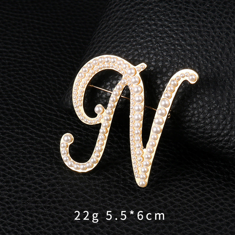 Alphabet Pearl Brooch PA3349
