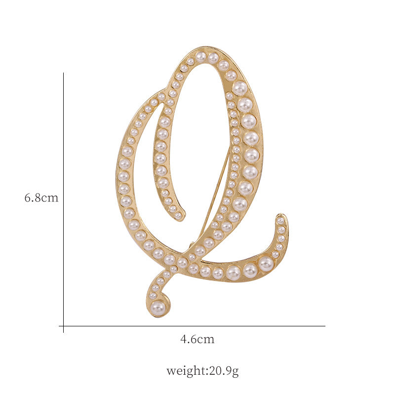 Alphabet Pearl Brooch PA3349