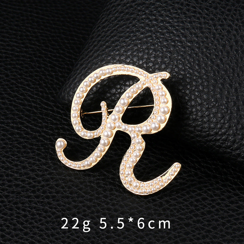 Alphabet Pearl Brooch PA3349