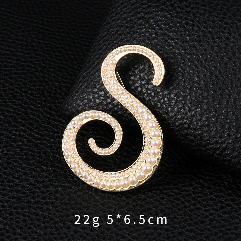 Alphabet Pearl Brooch PA3349