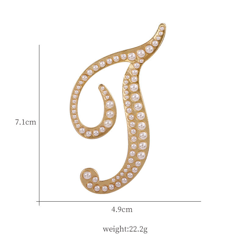 Alphabet Pearl Brooch PA3349