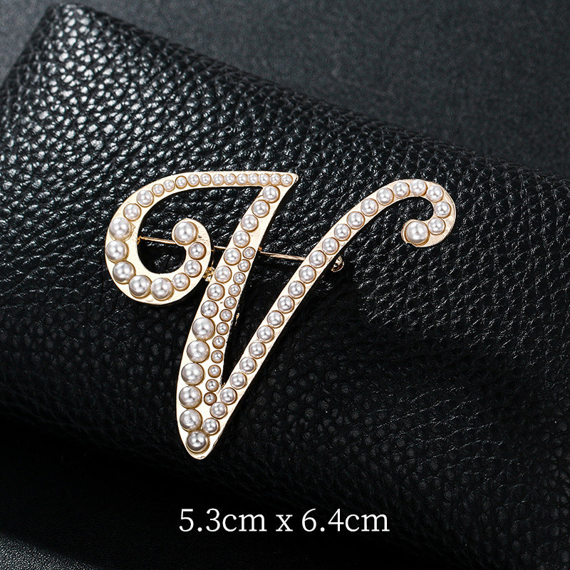 Alphabet Pearl Brooch PA3349