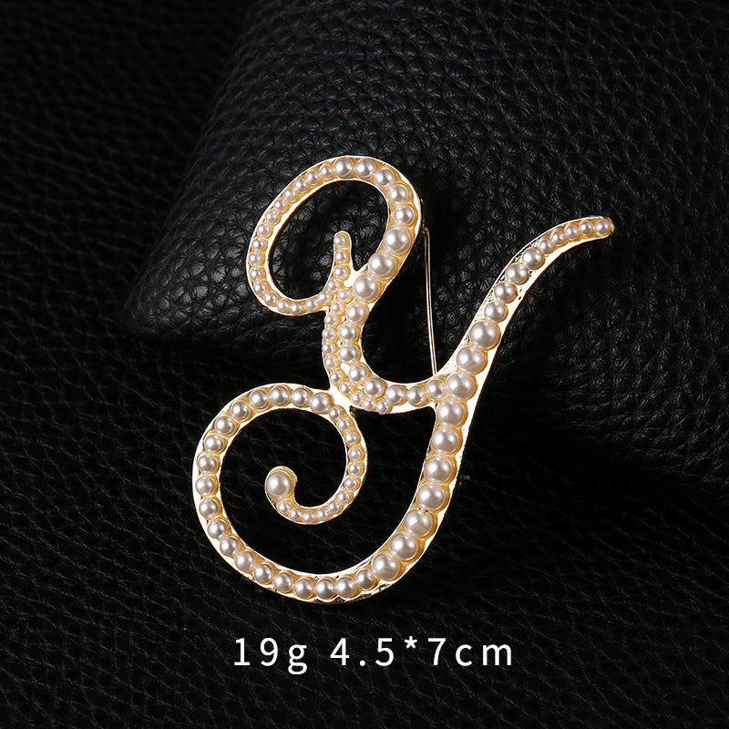Alphabet Pearl Brooch PA3349