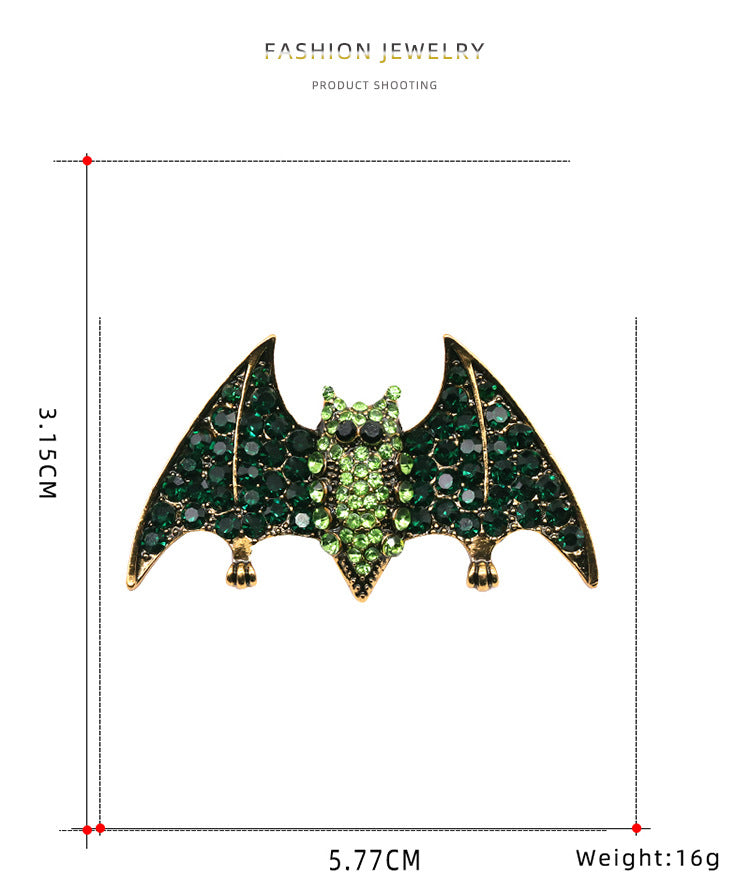 Alloy Rhinestone Bat Brooch PA3372