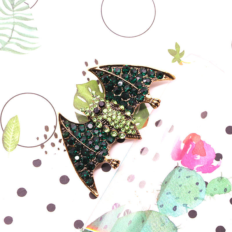 Alloy Rhinestone Bat Brooch PA3372