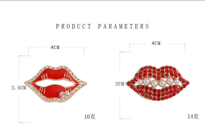 Pearl Lips Rhinestone Brooch PA3470