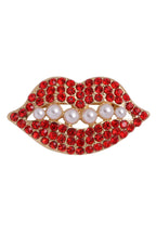 Pearl Lips Rhinestone Brooch PA3470