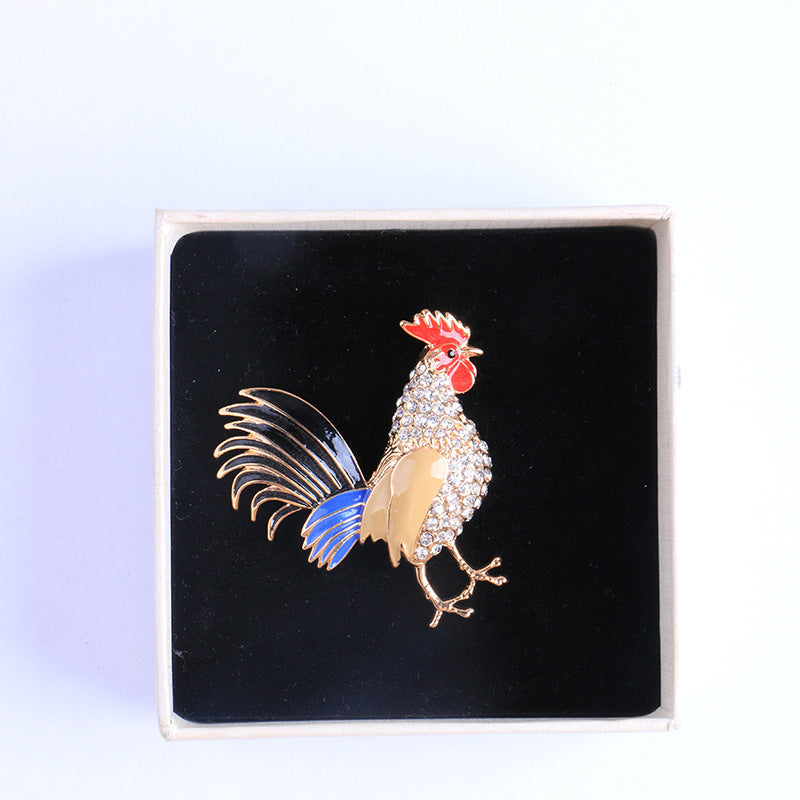 Rooster Rhinestone Alloy Brooch PA3482