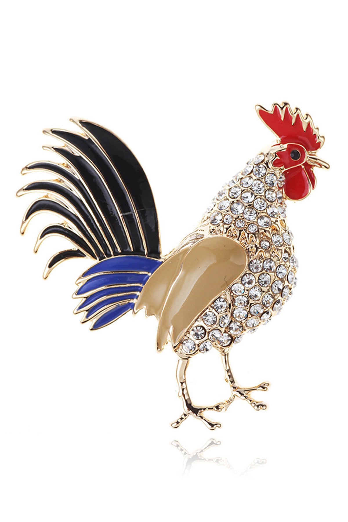 Rooster Rhinestone Alloy Brooch PA3482