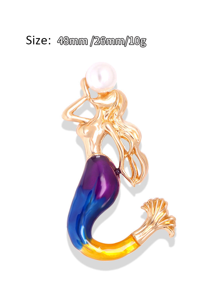 Mermaid Pearl Alloy Brooch PA3508