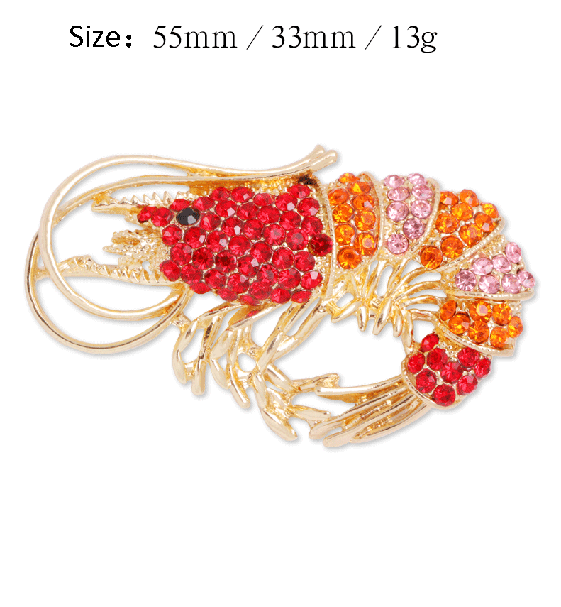 Shrimp Rhinestone Brooch PA3514 - view 2