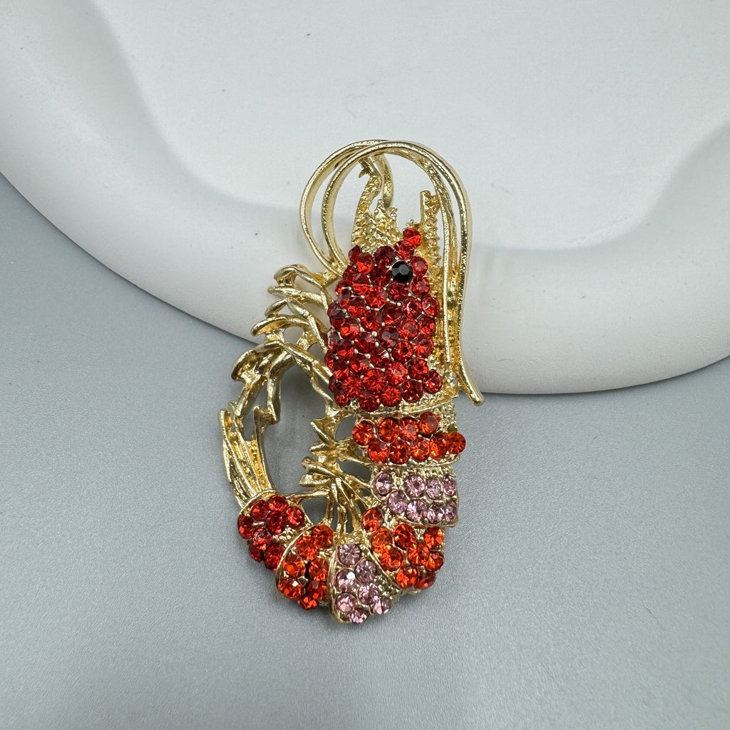 Shrimp Rhinestone Brooch PA3514 - view 3