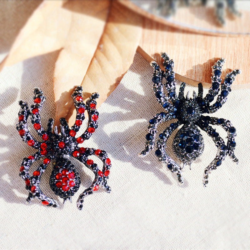 Alloy Rhinestone Spider Brooch PA3521
