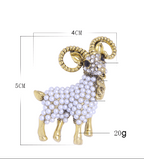 Goat Alloy Rhinestone Pearl Brooch PA3558 - view 2