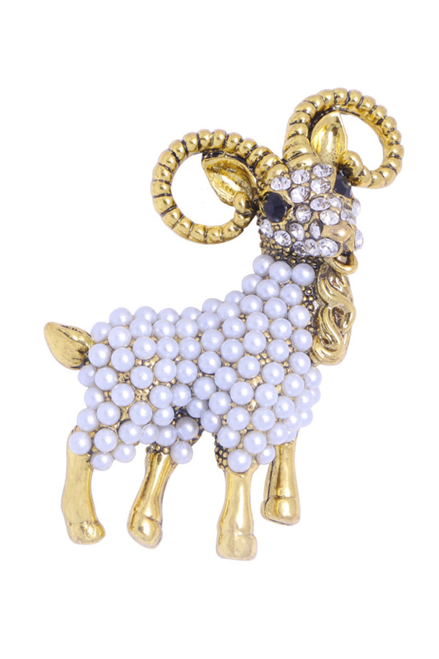 Goat Alloy Rhinestone Pearl Brooch PA3558
