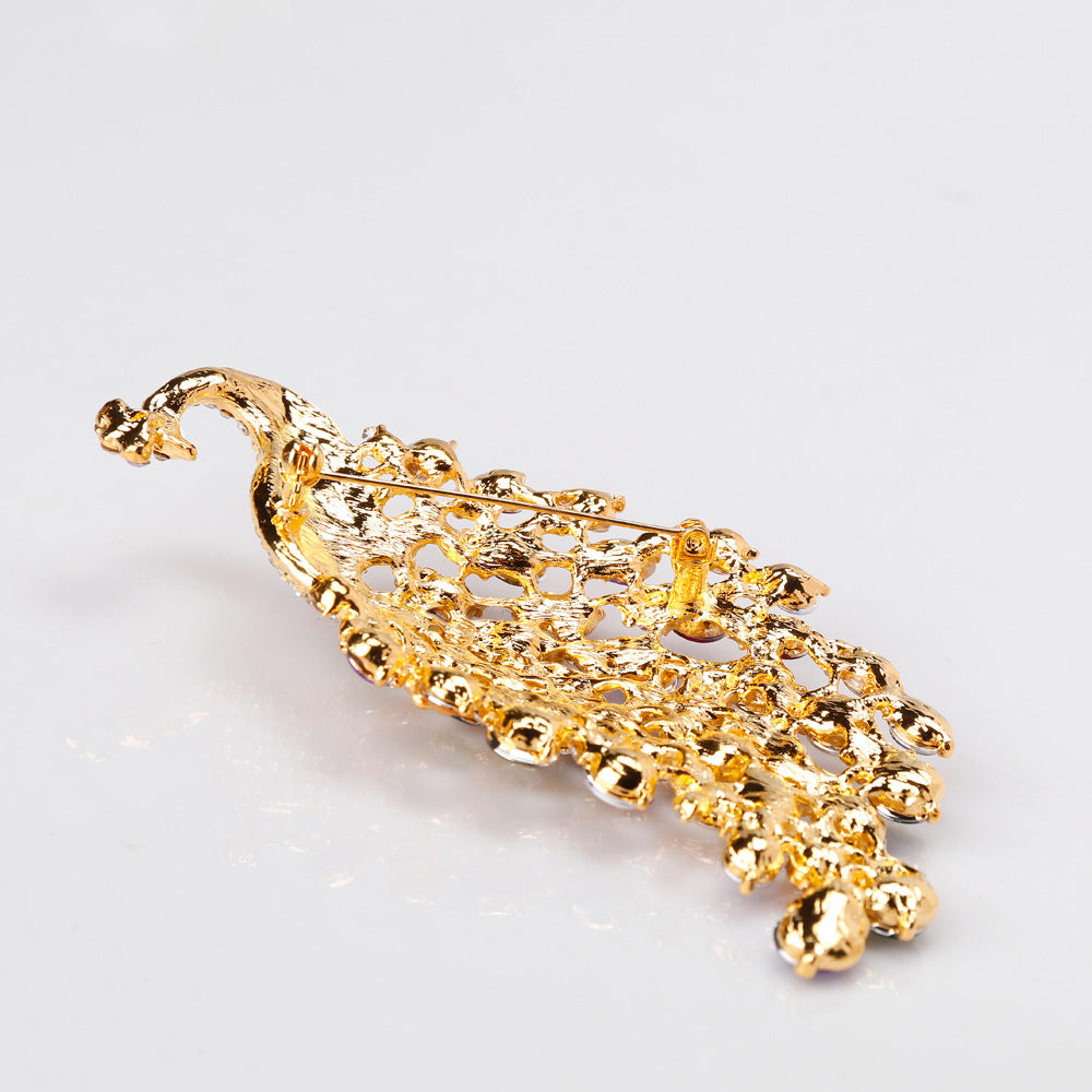 Peacock Rhinestone Brooch PA3573