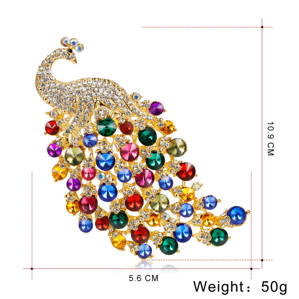 Peacock Rhinestone Brooch PA3573