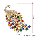 Peacock Rhinestone Brooch PA3573