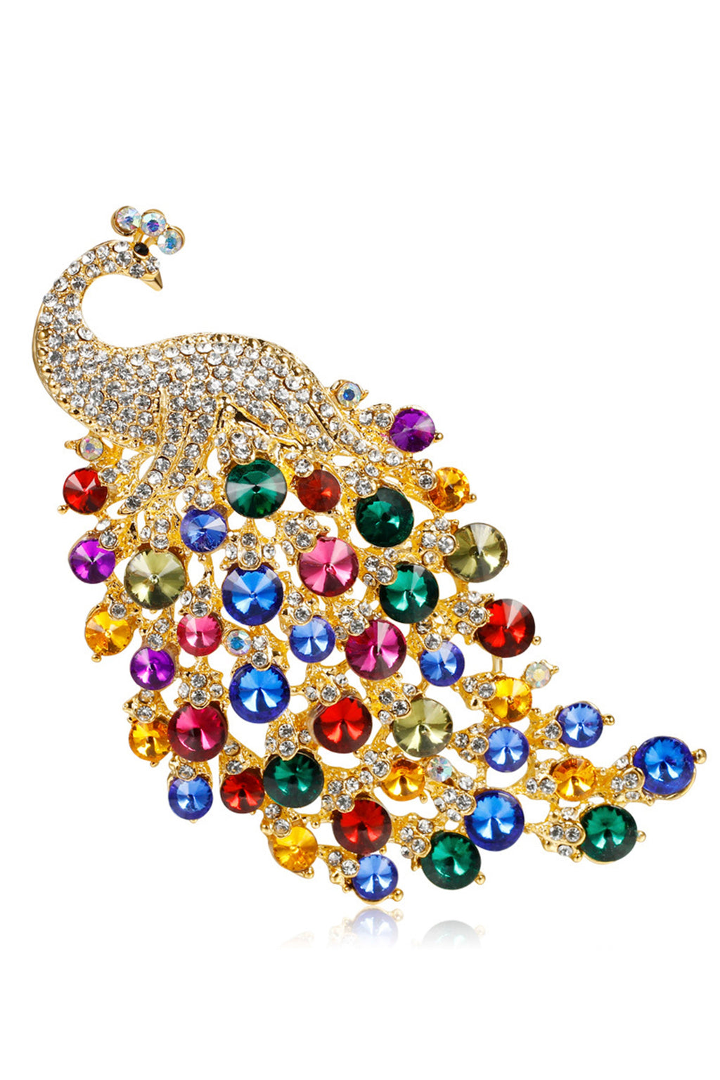 Peacock Rhinestone Brooch PA3573