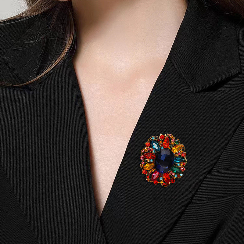 Baroque Floral Rhinestone Brooch PA3604 - view 8