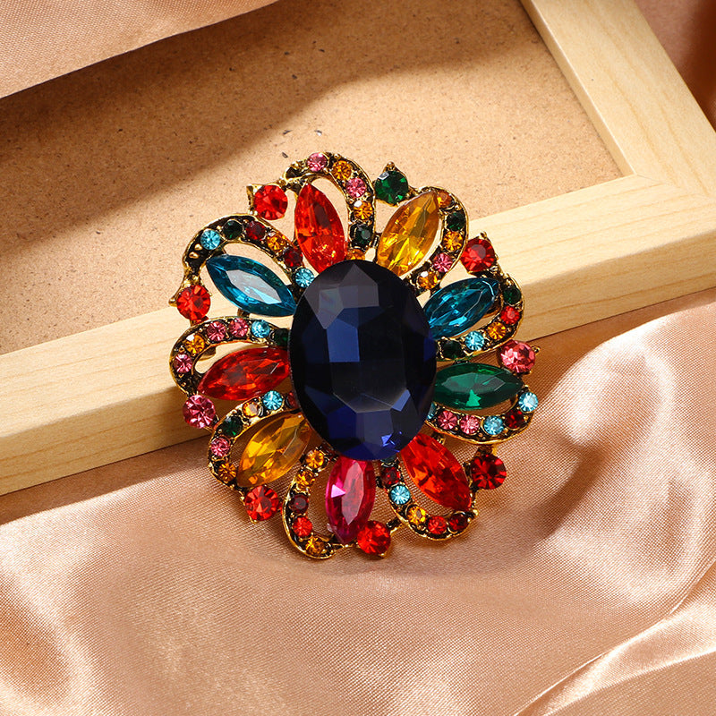 Baroque Floral Rhinestone Brooch PA3604 - view 10
