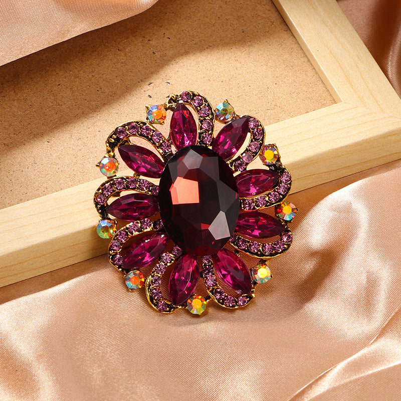Baroque Floral Rhinestone Brooch PA3604 - view 6