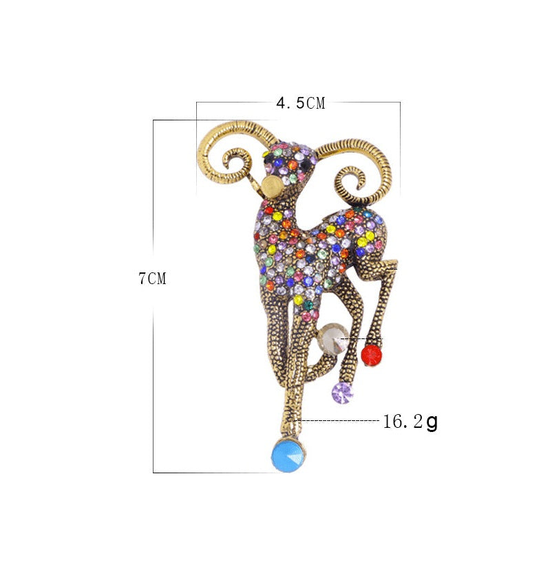Goat Crystal Alloy Brooch PA3640