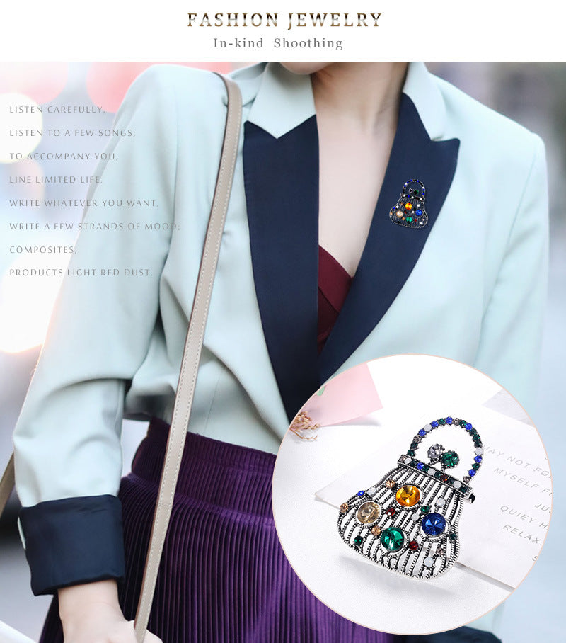 Handbag Rhinestone Brooch PA3654