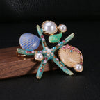 Alloy Rhinestone Starfish Shell Brooch PA3667 - view 8