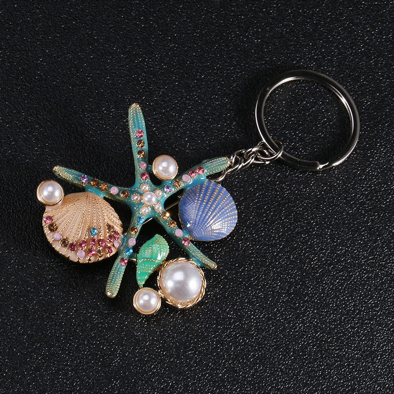 Alloy Rhinestone Starfish Shell Brooch PA3667 - view 4
