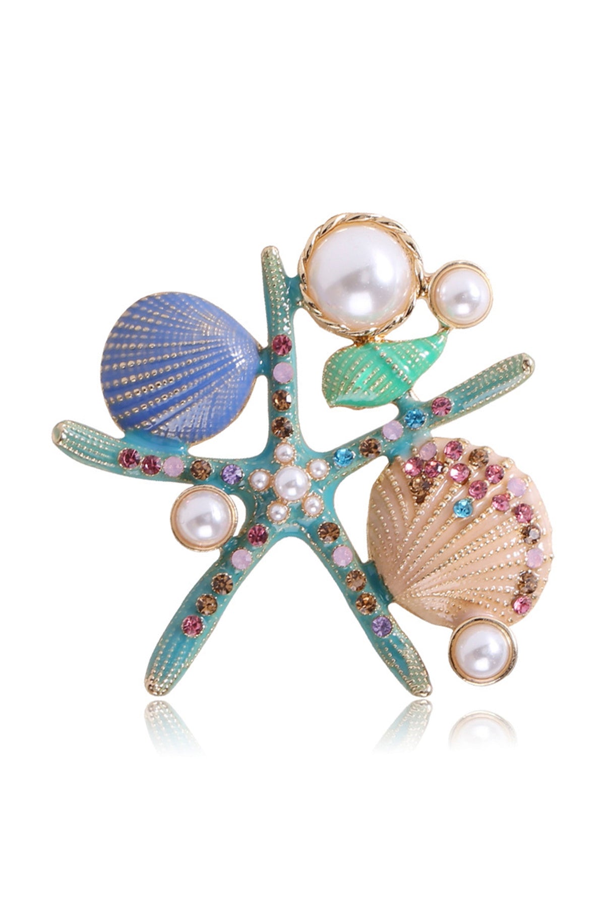 Alloy Rhinestone Starfish Shell Brooch PA3667 - view 3