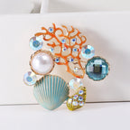 Alloy Crystal Shell Brooch PA3670